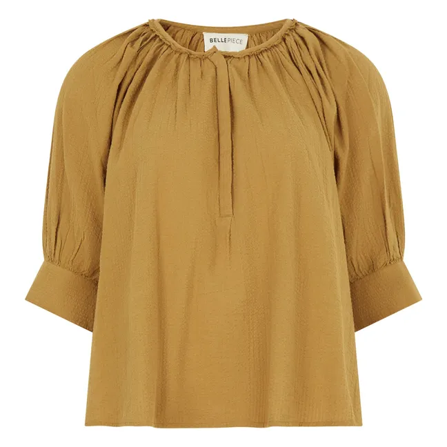 Blusa Emilia Dobby a rayas | Beige