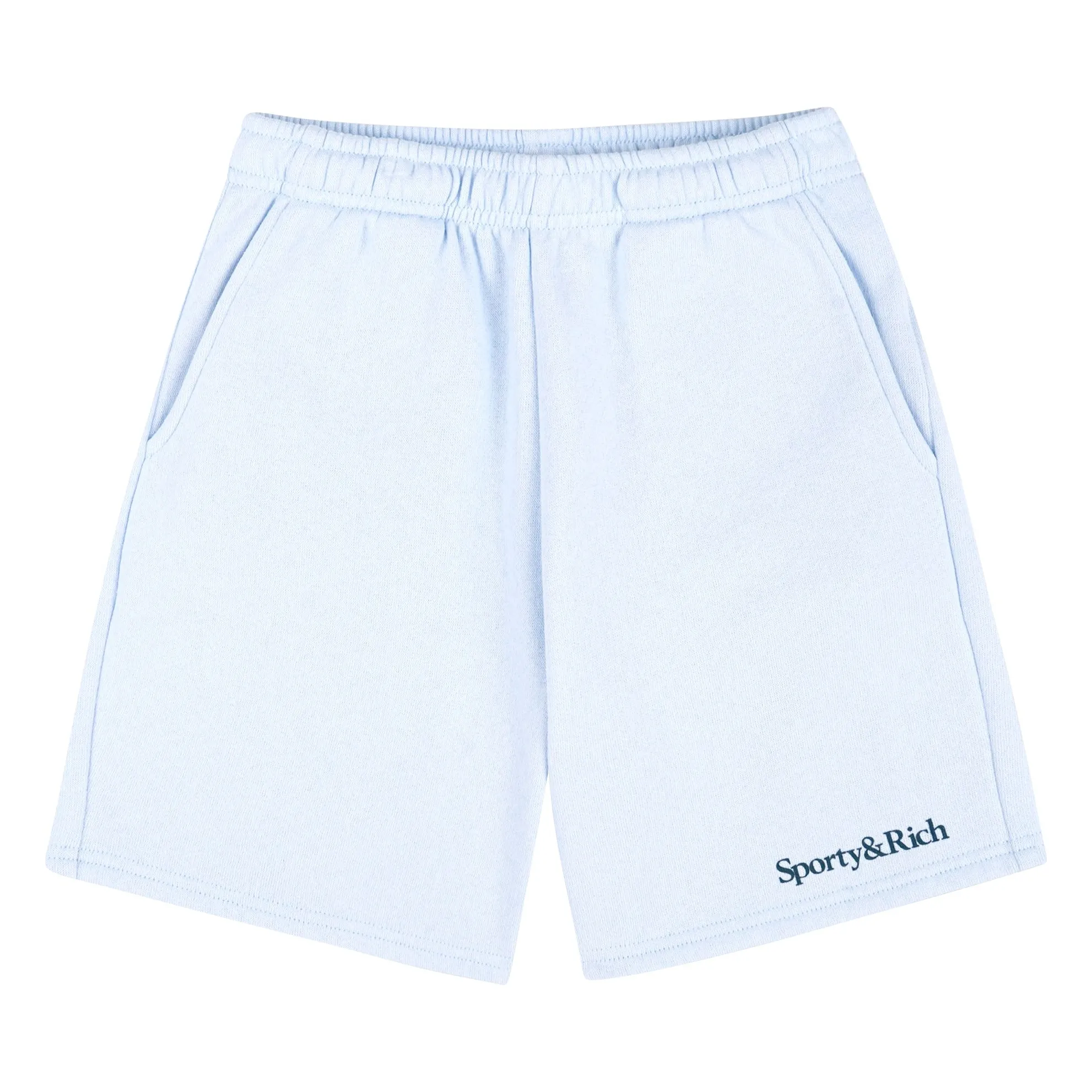 Sporty & Rich Light Blue Signature Logo Jogger Shorts