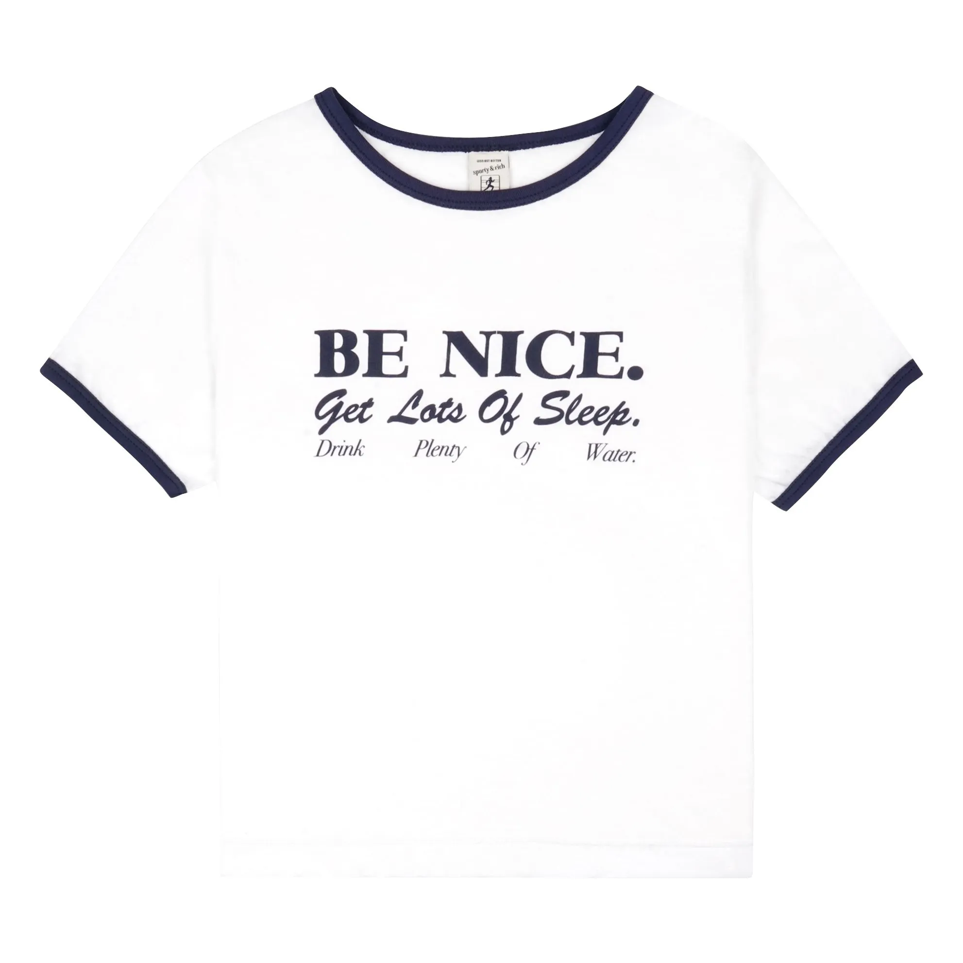 Sporty & Rich White Be Nice Cotton Recycled Contrast T-Shirt