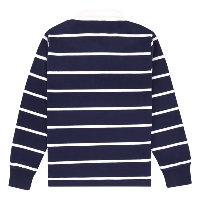 Polo Rugby Serif Logo Rayé | Bleu marine