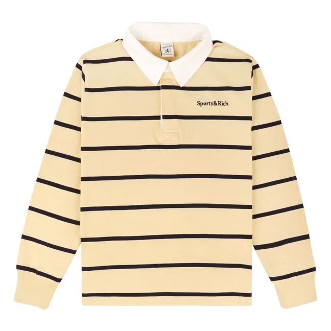 Polo Rugby Serif Logo Rayé | Jaune pâle