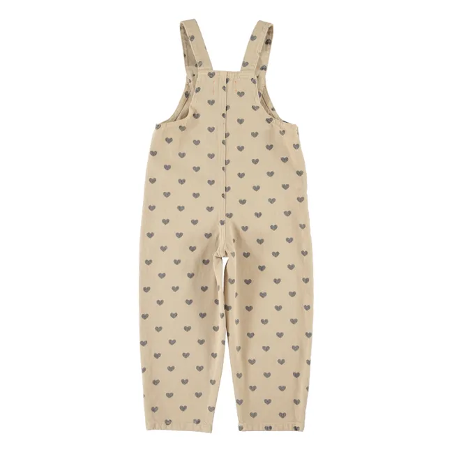 Salopette Cœurs Coton Bio | Beige