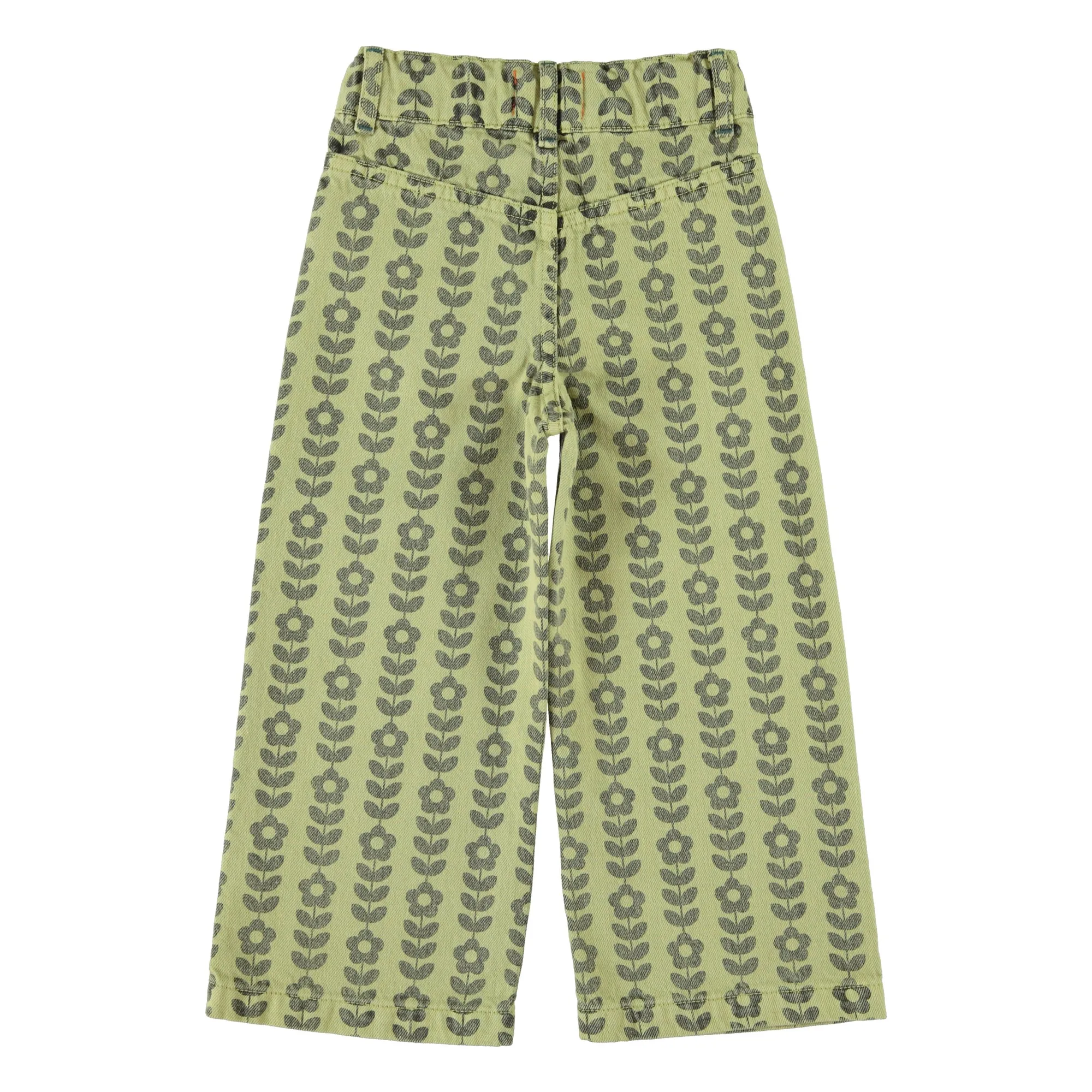 Pantalon Flare Fleuri Coton Bio | Vert- Image produit n°4