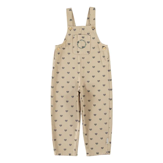 Salopette Cœurs Coton Bio | Beige