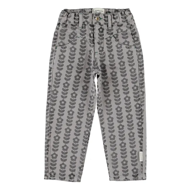 Pantalon Fleuri Coton Bio | Gris