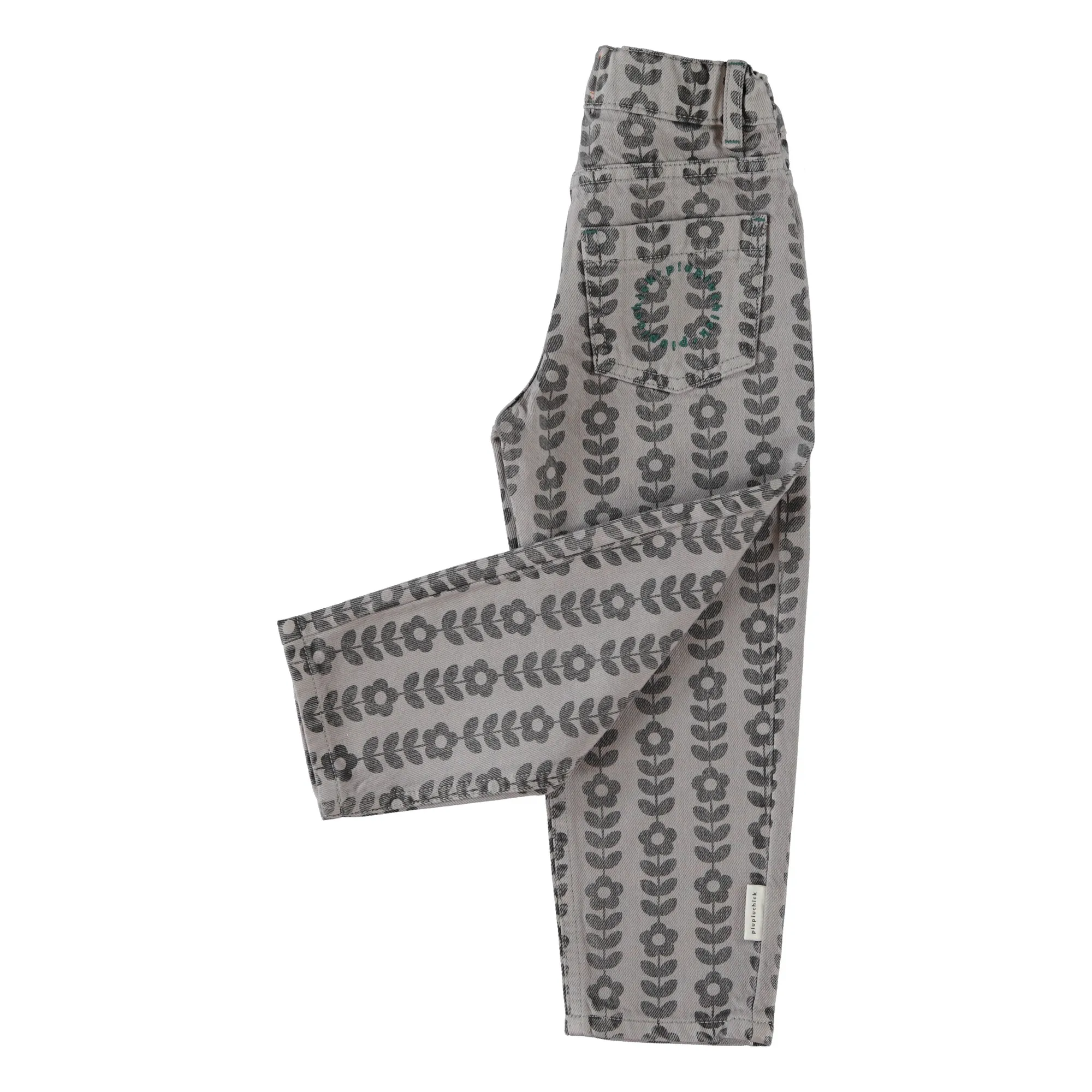 Pantalon Fleuri Coton Bio | Gris- Image produit n°3