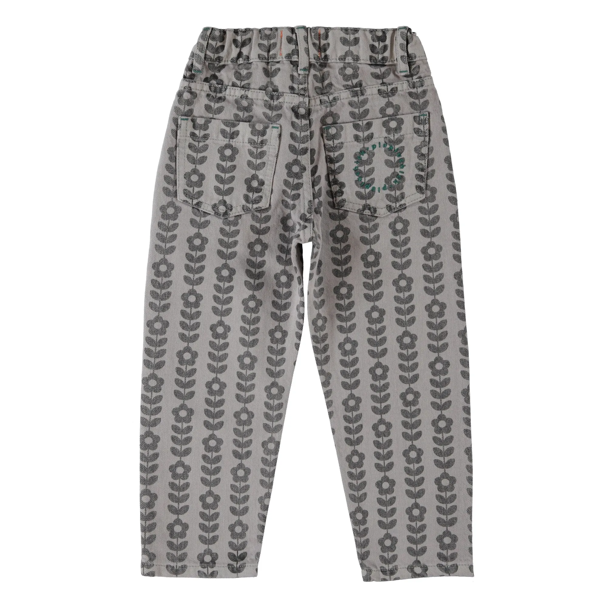 Pantalon Fleuri Coton Bio | Gris- Image produit n°4