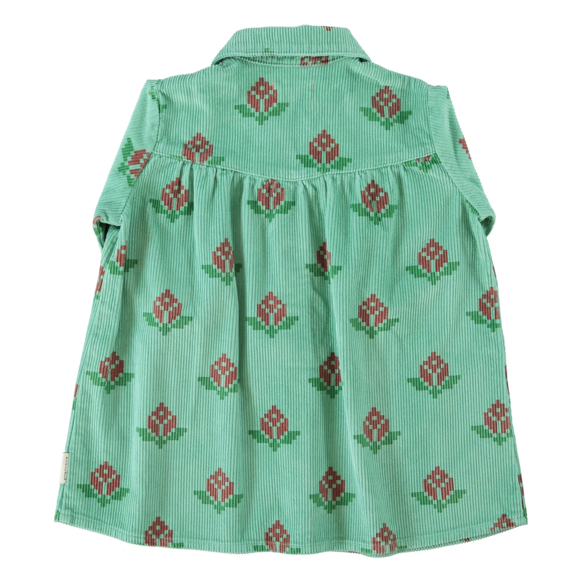 Robe Fleurie Velours Côtelé Coton Bio | Vert- Image produit n°5