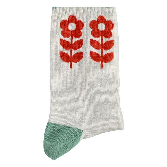 Chaussettes Fleuries | Gris chiné