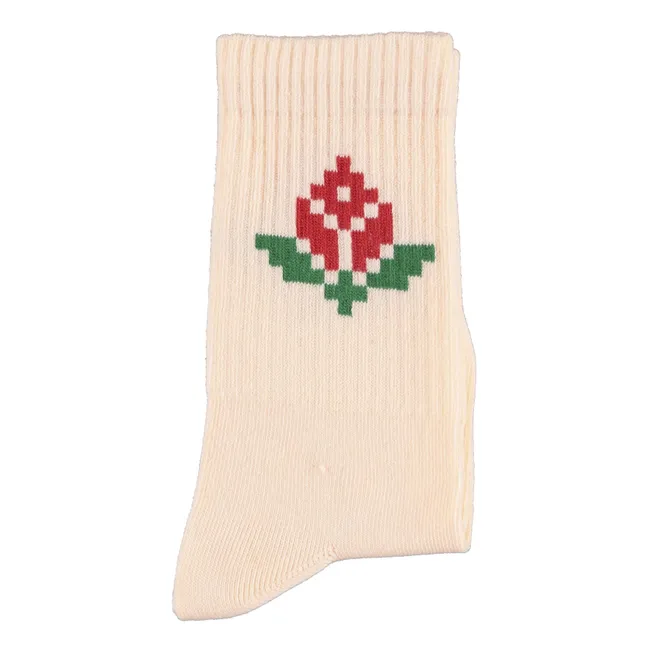 Chaussettes Fleurs | Rose pâle