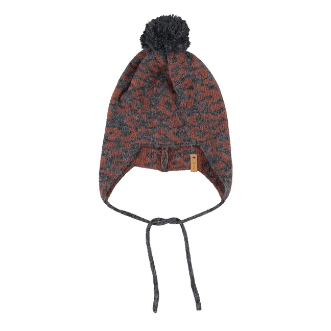 Leopard hat | Charcoal grey
