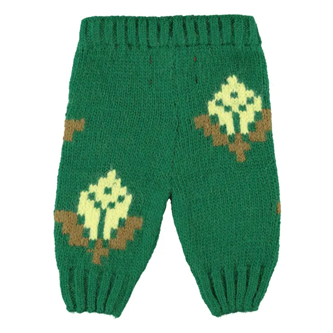 Legging Fleuri Maille | Vert