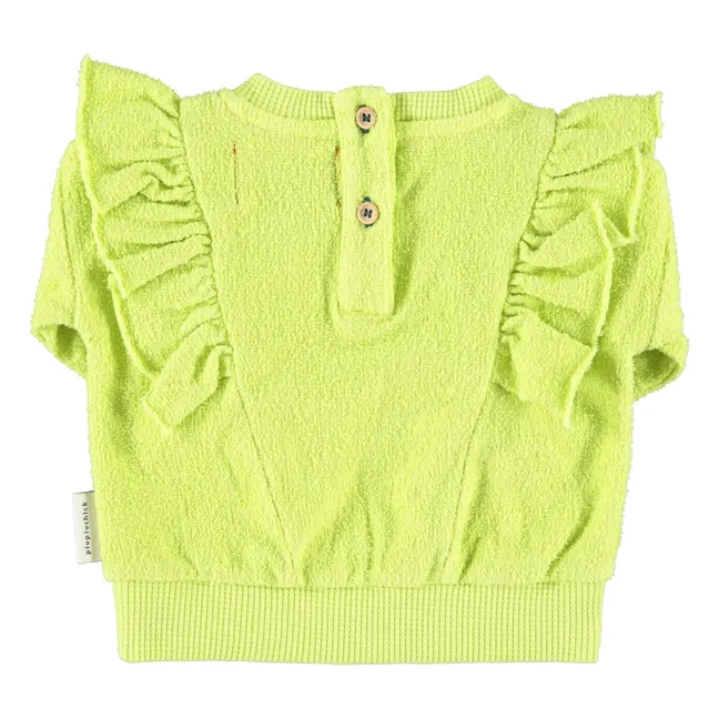 Sweat Volants Eponge Coton Bio | Jaune fluo