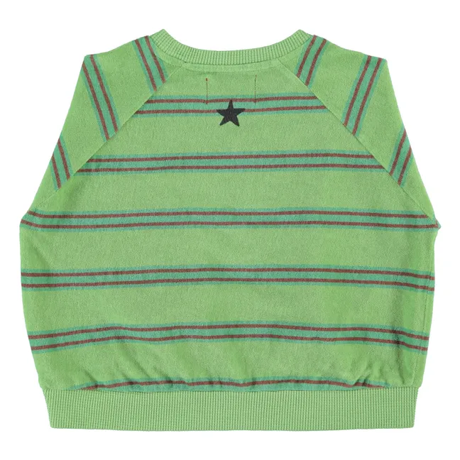 Sweat Rayé Eponge Coton Bio | Vert