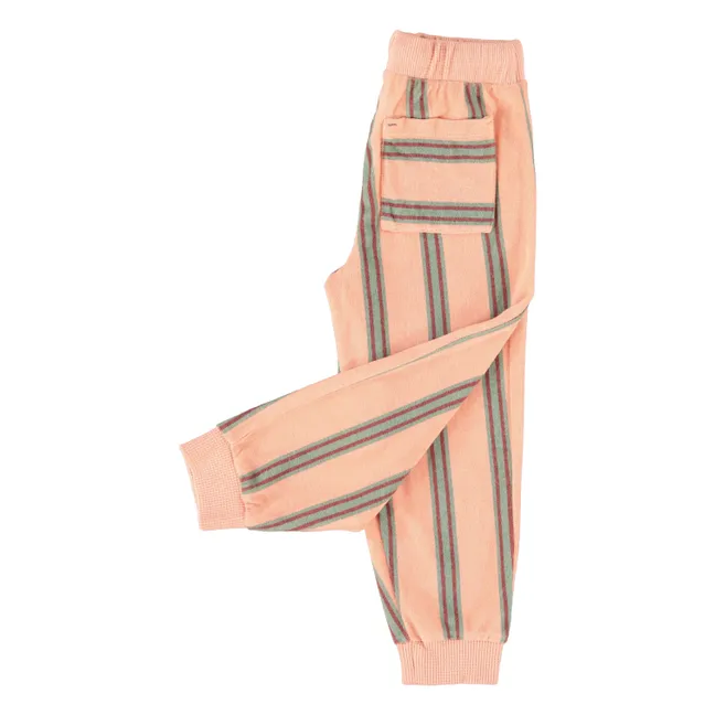 Jogger Rayé Eponge Coton Bio | Rose
