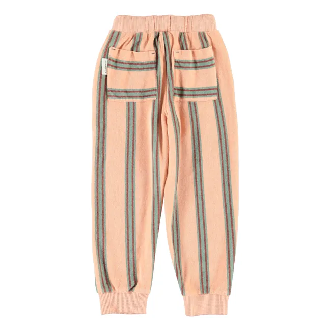 Organic cotton terry striped joggers | Pink