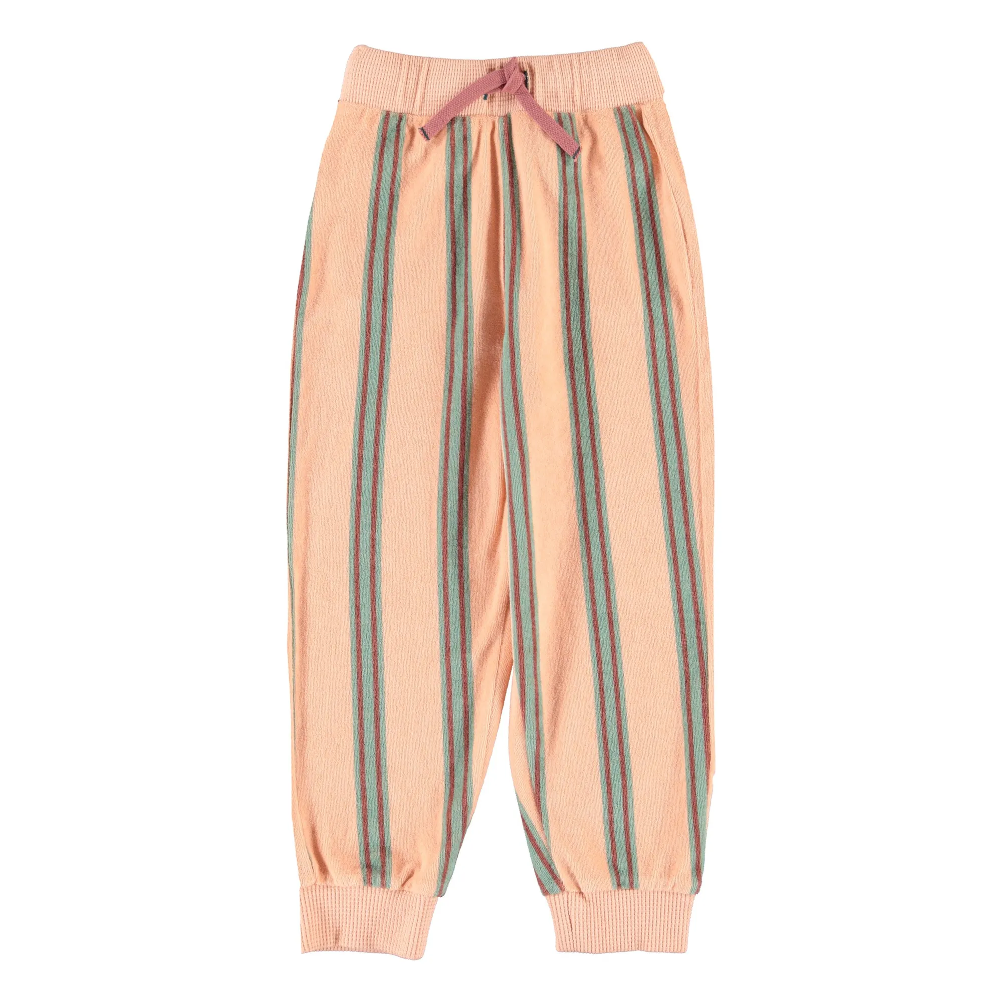 Jogger Rayé Eponge Coton Bio | Rose- Image produit n°0