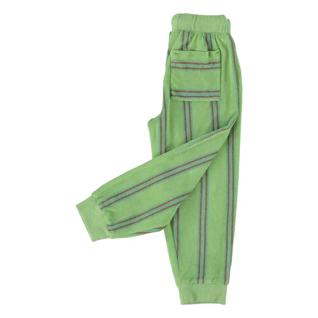 Jersey de rizo de algodón orgánico a rayas | Verde