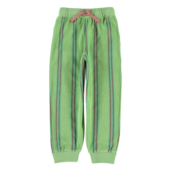 Jogger Rayé Eponge Coton Bio | Vert