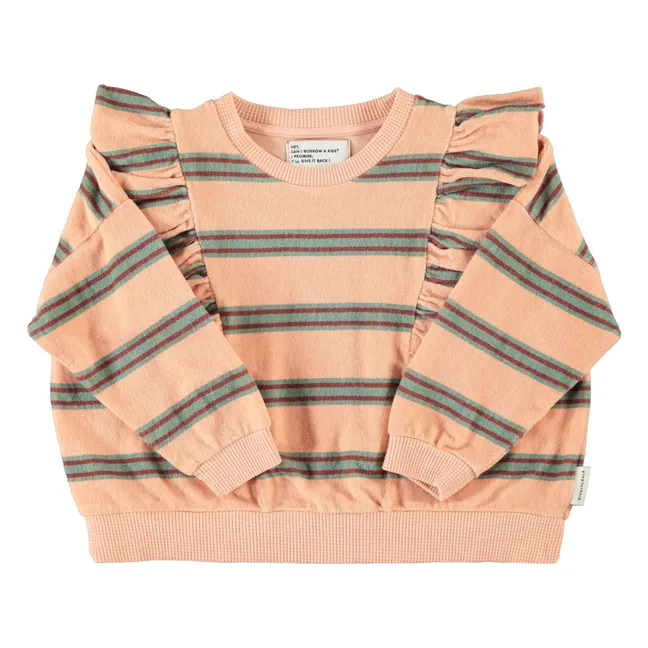 Sweat Rayé Eponge Coton Bio | Rose