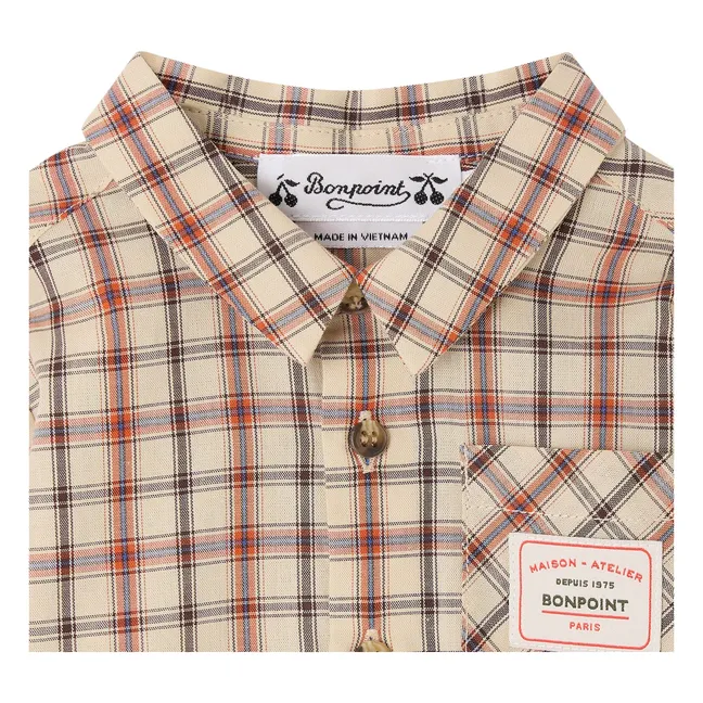 Chemise Gillo Carreaux Coton Bio | Beige