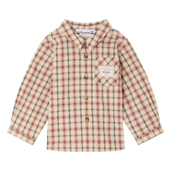 Chemise Gillo Carreaux Coton Bio | Beige
