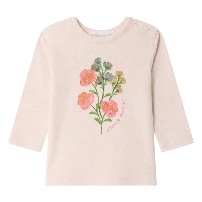 T-shirt Tahsina Bouquet de Fleurs Coton Bio | Beige