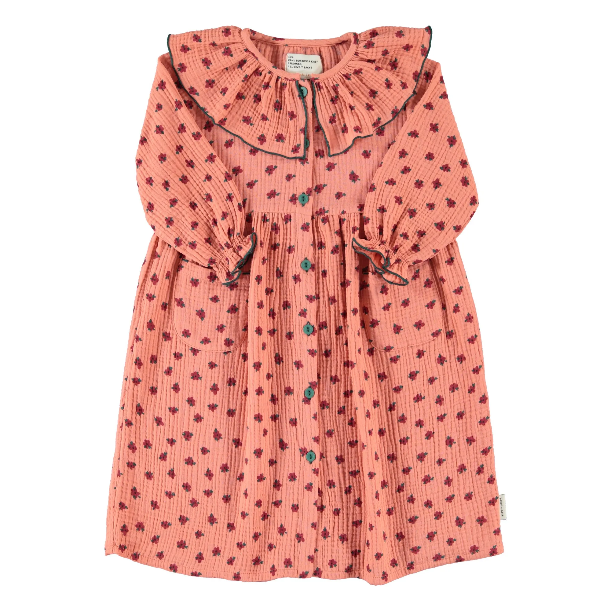 Robe Fleurie Coton Bio | Corail- Image produit n°0
