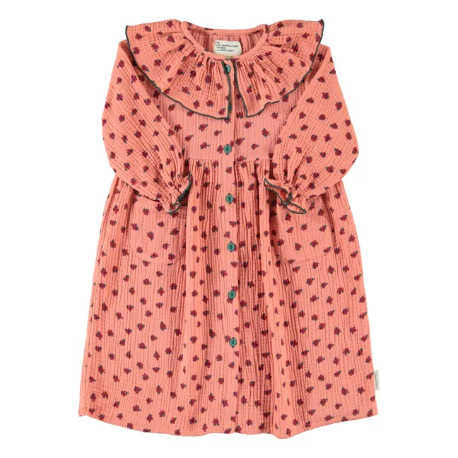 Robe Fleurie Coton Bio | Corail