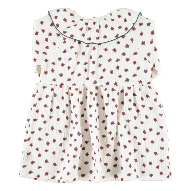 Robe Fleurie Coton Bio | Ecru