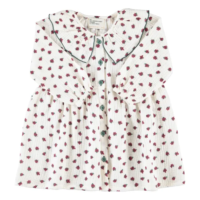 Robe Fleurie Coton Bio | Ecru