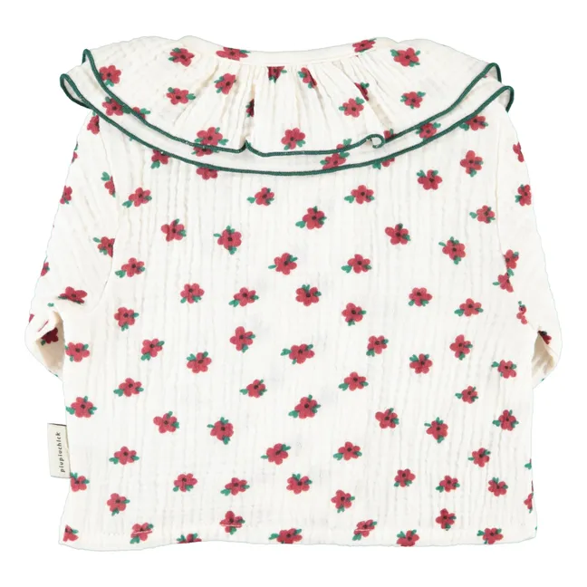 Blouse Fleurie Coton Bio | Ecru