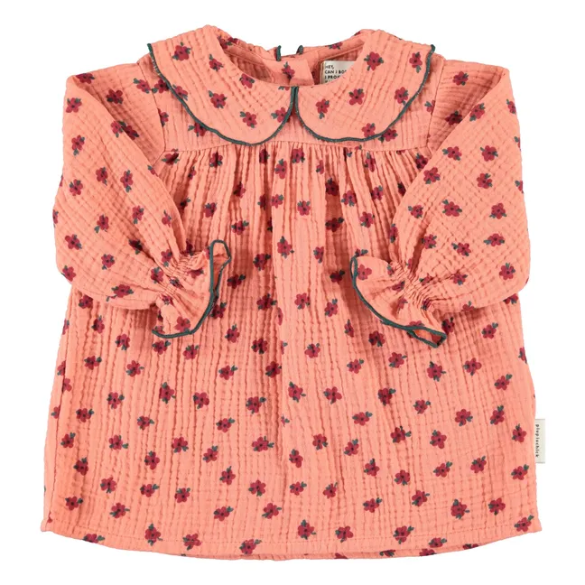 Robe Fleurie Coton Bio Bébé | Corail