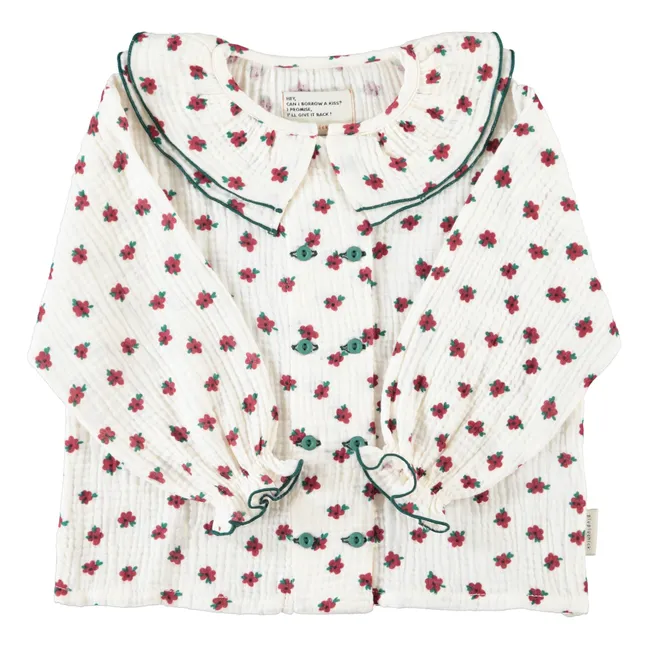 Blouse Fleurie Coton Bio | Ecru