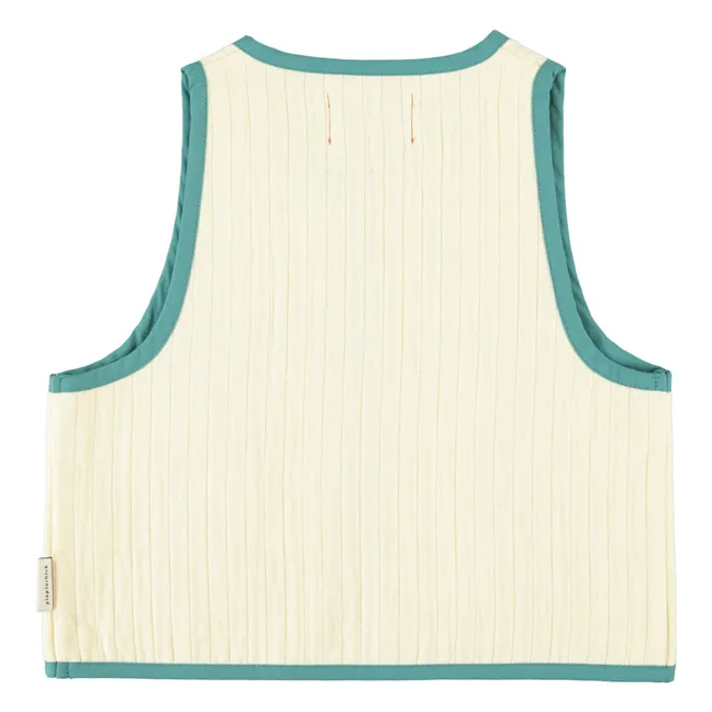 Gilet Sans Manches Brodé Coton Bio | Ecru