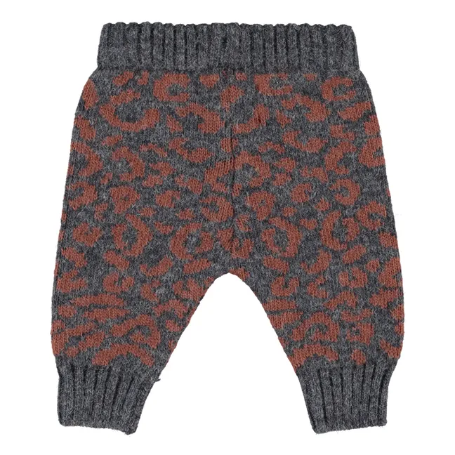 Legging Léopard Maille | Gris anthracite