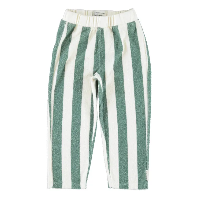Pantalon Rayé Eponge Coton Bio | Ecru