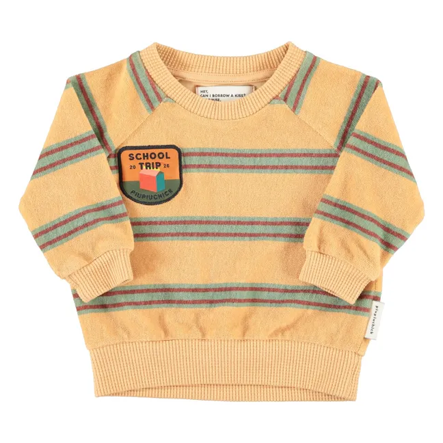 Sweat Rayé Eponge Coton Bio | Jaune