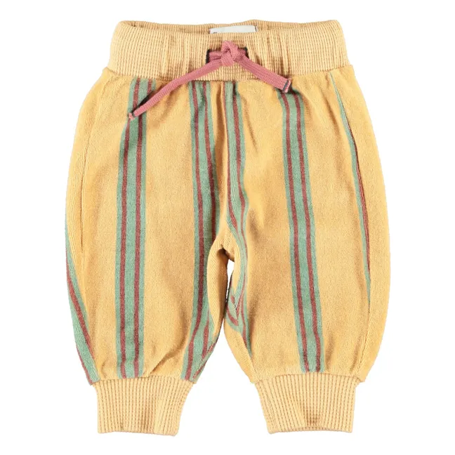 Jersey de rizo de algodón orgánico a rayas | Amarillo