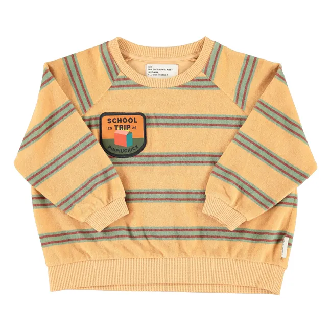 Sweat Rayé Eponge Coton Bio | Jaune