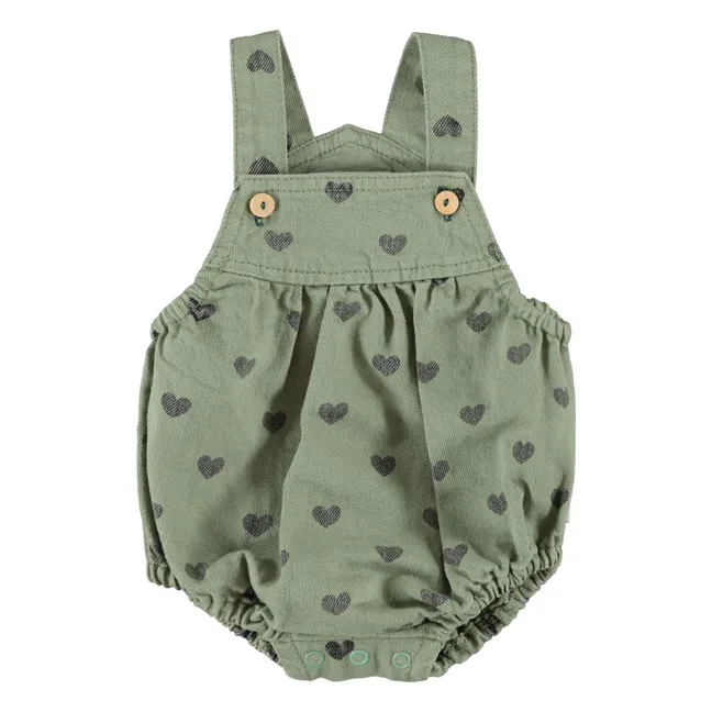 Organic cotton hearts romper | Green