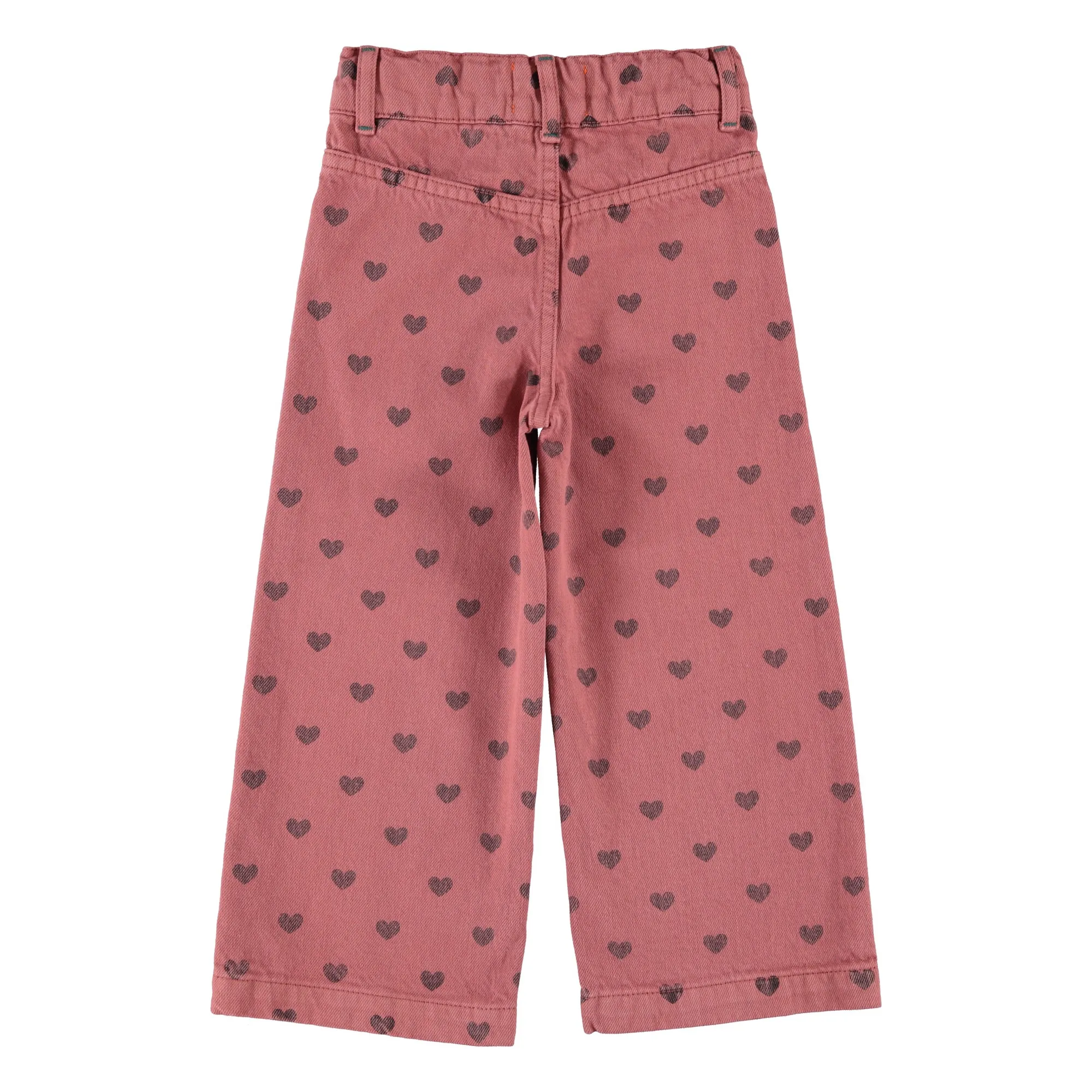 Pantalon Flare Cœurs Coton Bio | Rose- Image produit n°4