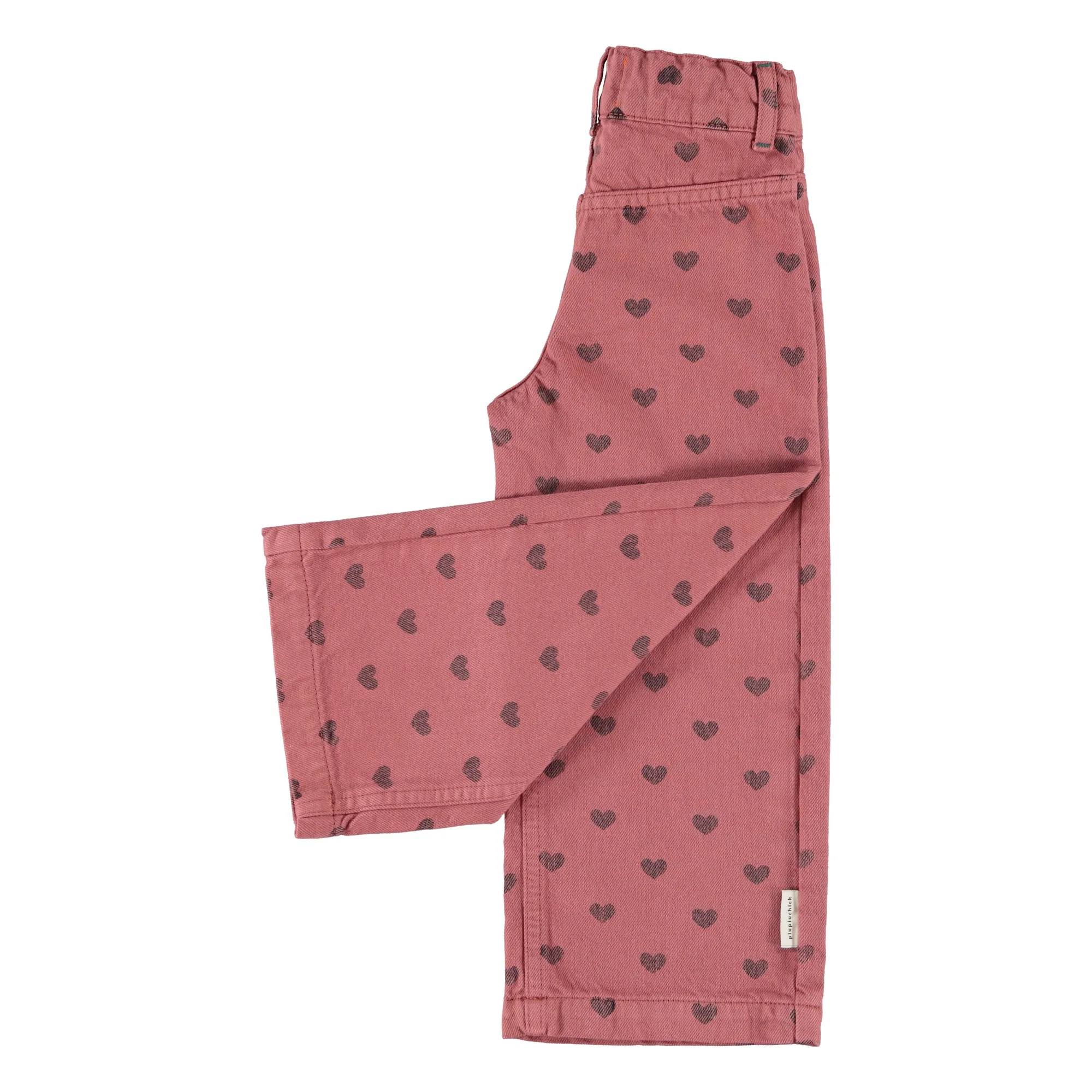 Pantalon Flare Cœurs Coton Bio | Rose- Image produit n°3