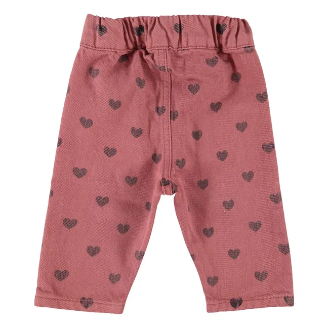 Pantalon Cœurs Coton Bio Bébé | Rose