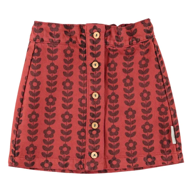 Jupe Fleurie Coton Bio | Bordeaux