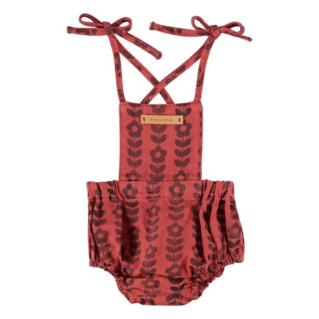 Organic cotton floral romper | Burgundy
