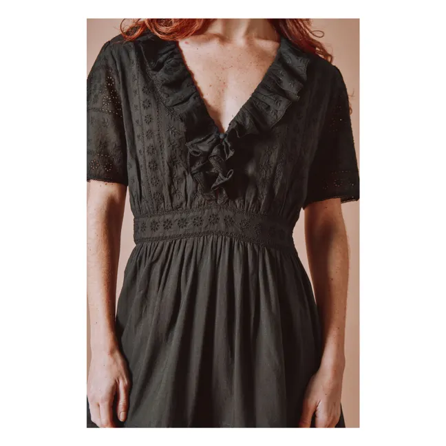 Robe Broderie Anglaise Coton | Noir