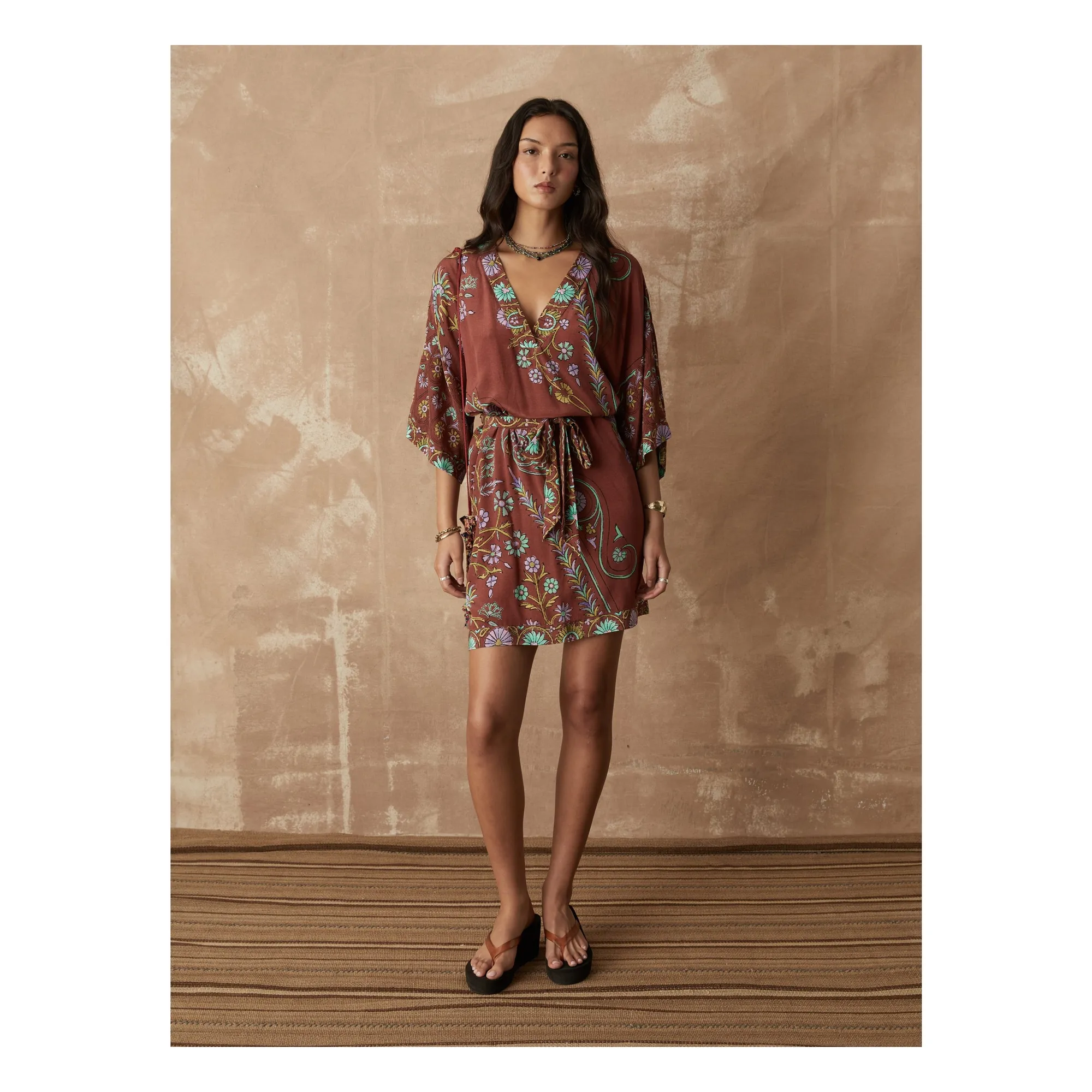 Boteh Mocha Darjeeling Silk Dress