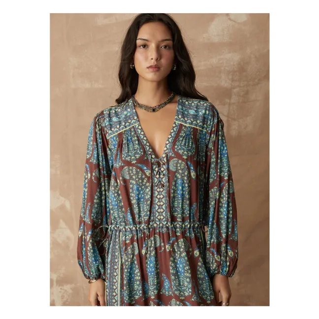 Robe Calico Smock Coton | Chocolat