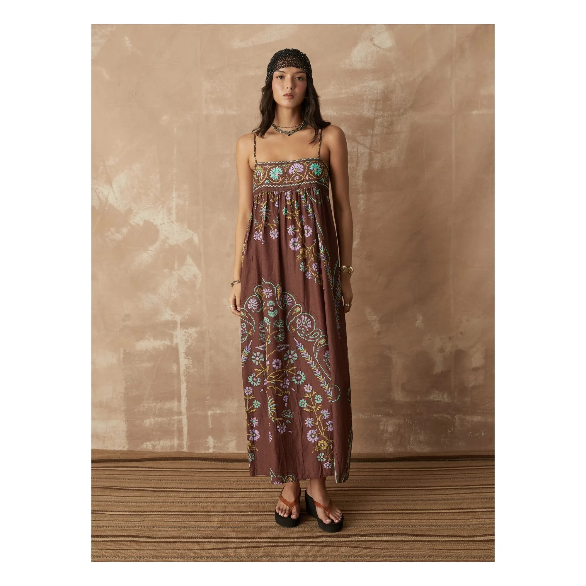 Boteh Mocha Darjeeling Cotton Dress